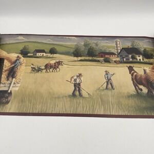 Imperial Wallpaper Border Amish Field Farm Lot of 2.5 Rolls 5 Yards‎ Prepasted